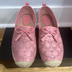COACH Carson Leather Espadrille in Bubblegum, Size 10